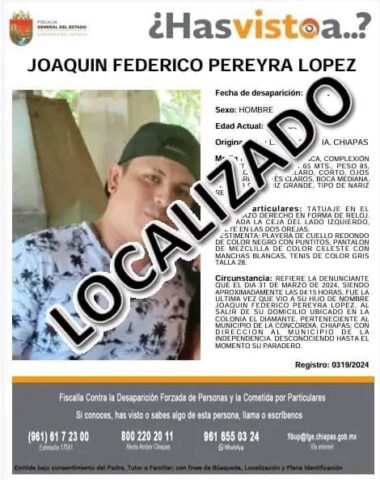 Finaliza la búsqueda de joven desaparecido en La Concordia, Chiapas