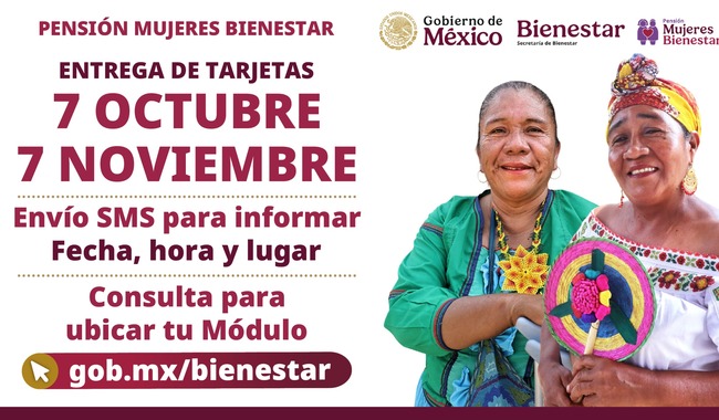Pensión Mujeres Bienestar: entrega de tarjetas inicia el 7 de octubre