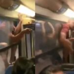 Hombre descubre infidelidad y trepa a autobús en movimiento para perseguir a su novia (VIDEO)