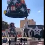 Brasil: Colapso de árbol navideño deja un trabajador muerto y otro herido durante su instalación (VIDEO)